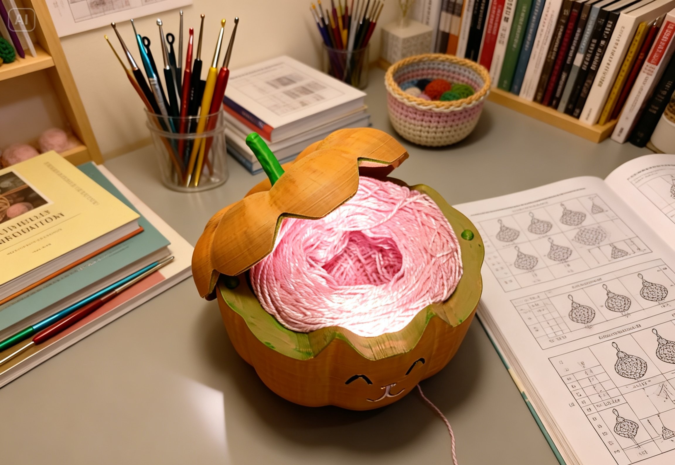 Porta Novelo Gatinho-abobora